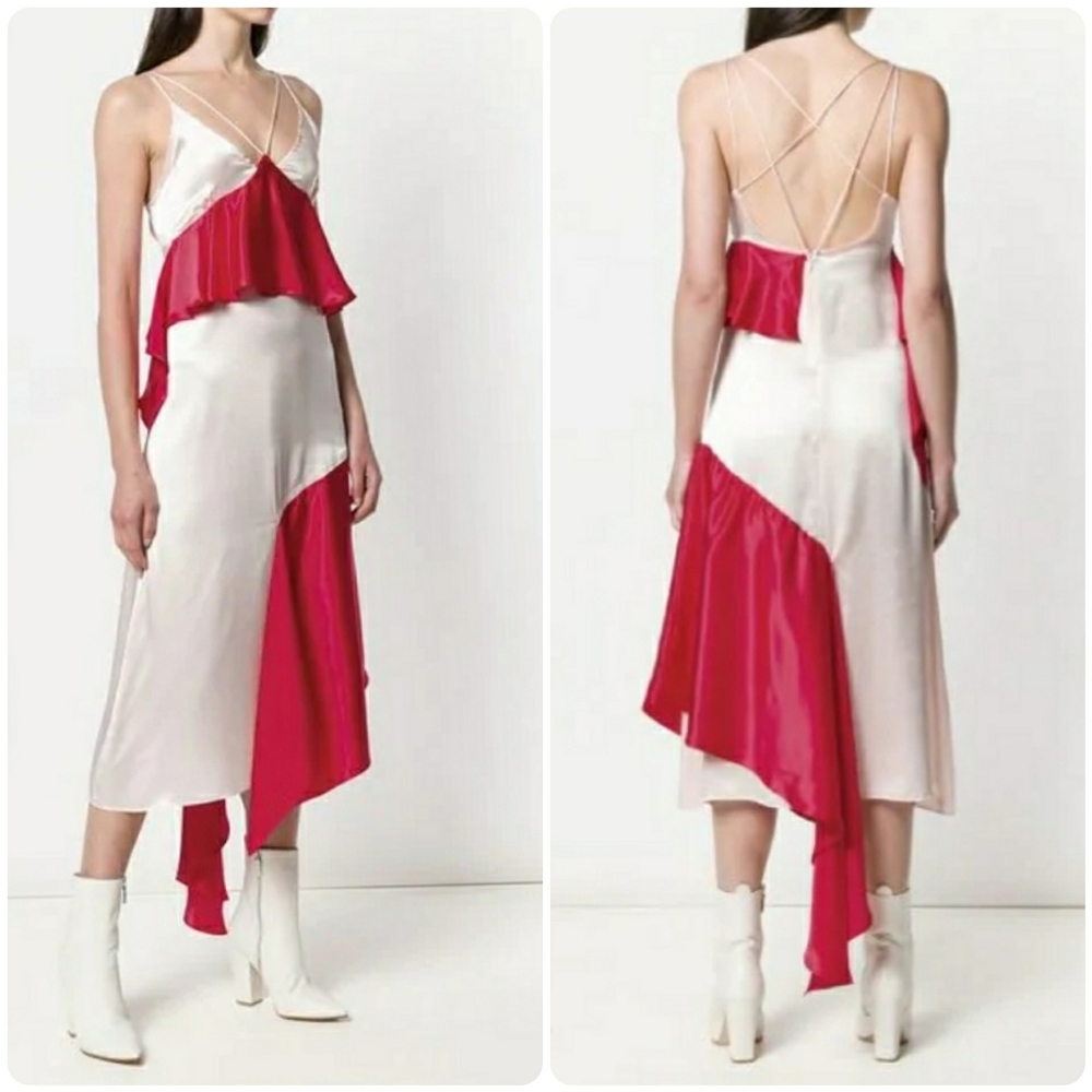Each x Other Ruffled Assymetric Dress in Red - Picture 4 of 17